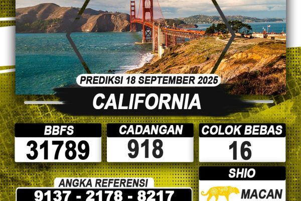 PREDIKSI CALIFORNIA 18 SEPTEMBER 2025 | PREDIKSI TOGEL KUNINGTOTO