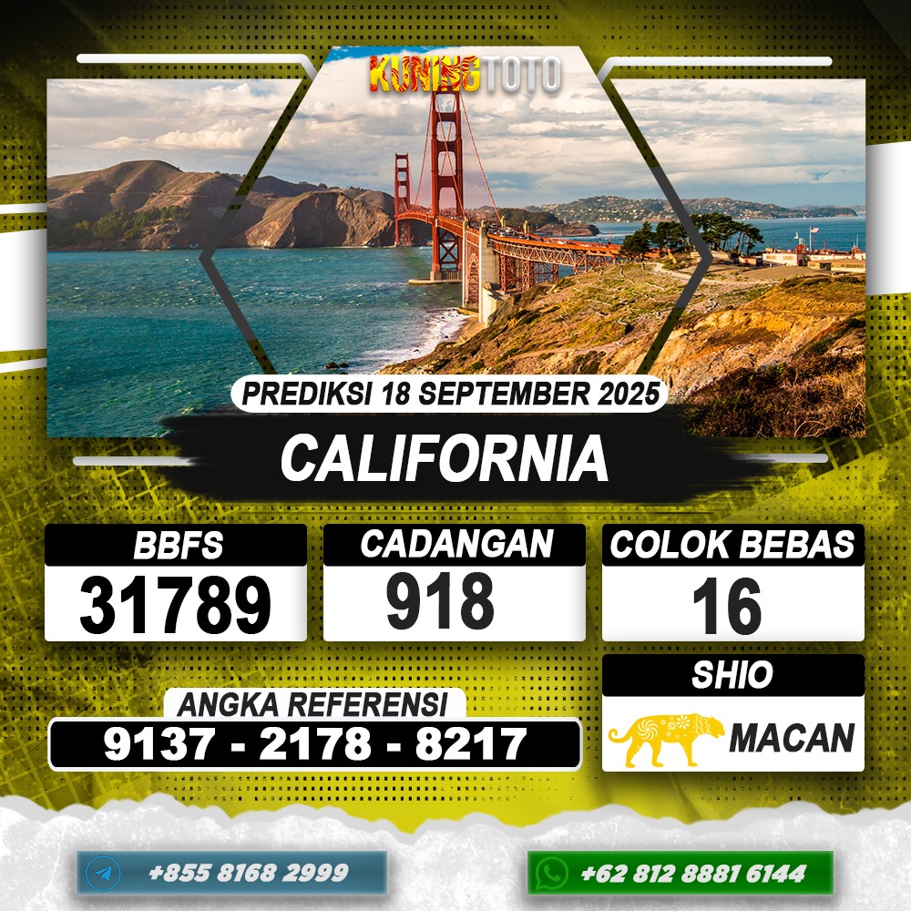 PREDIKSI CALIFORNIA 18 SEPTEMBER 2025 | PREDIKSI TOGEL KUNINGTOTO