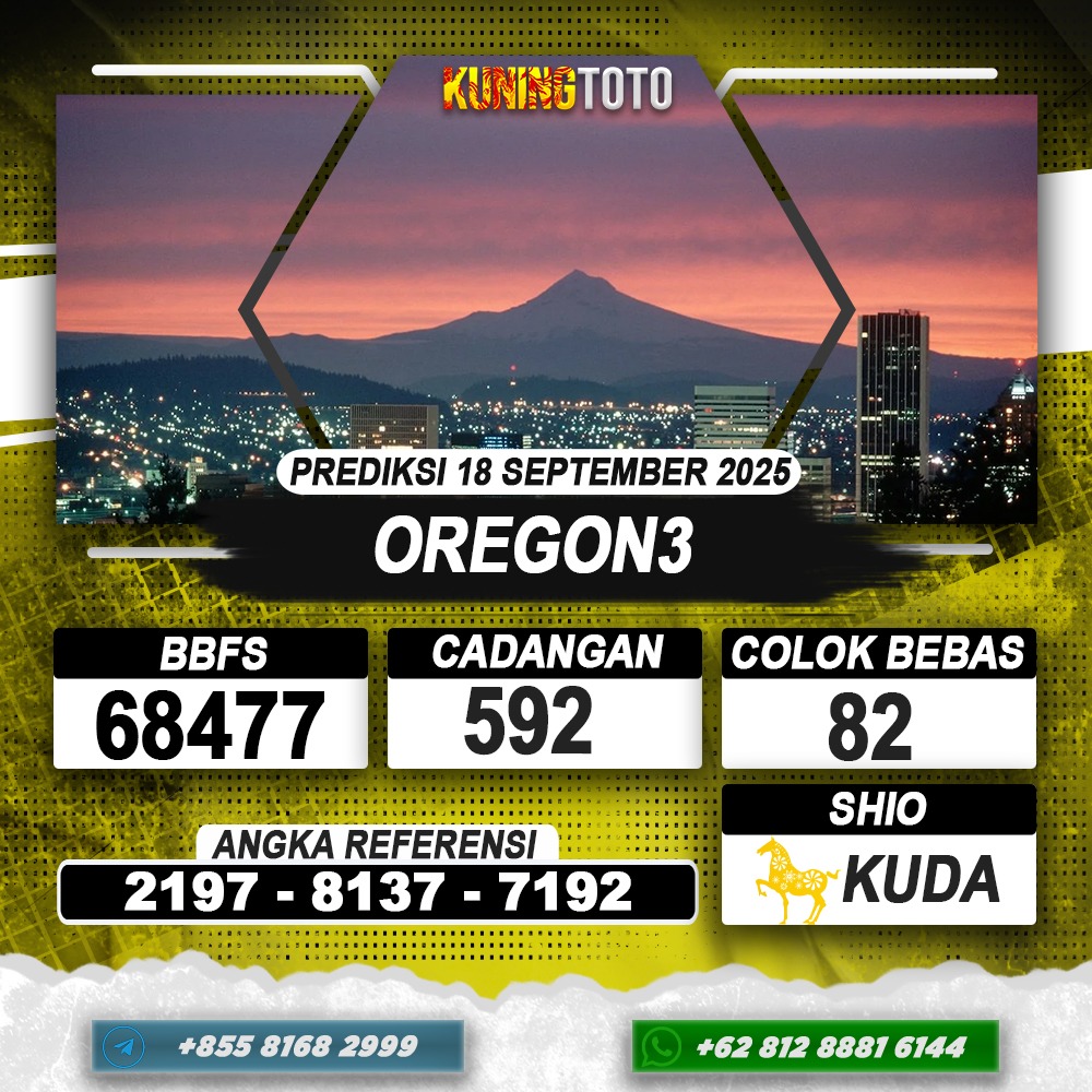 PREDIKSI OREGON3 18 SEPTEMBER 2025 | PREDIKSI TOGEL KUNINGTOTO
