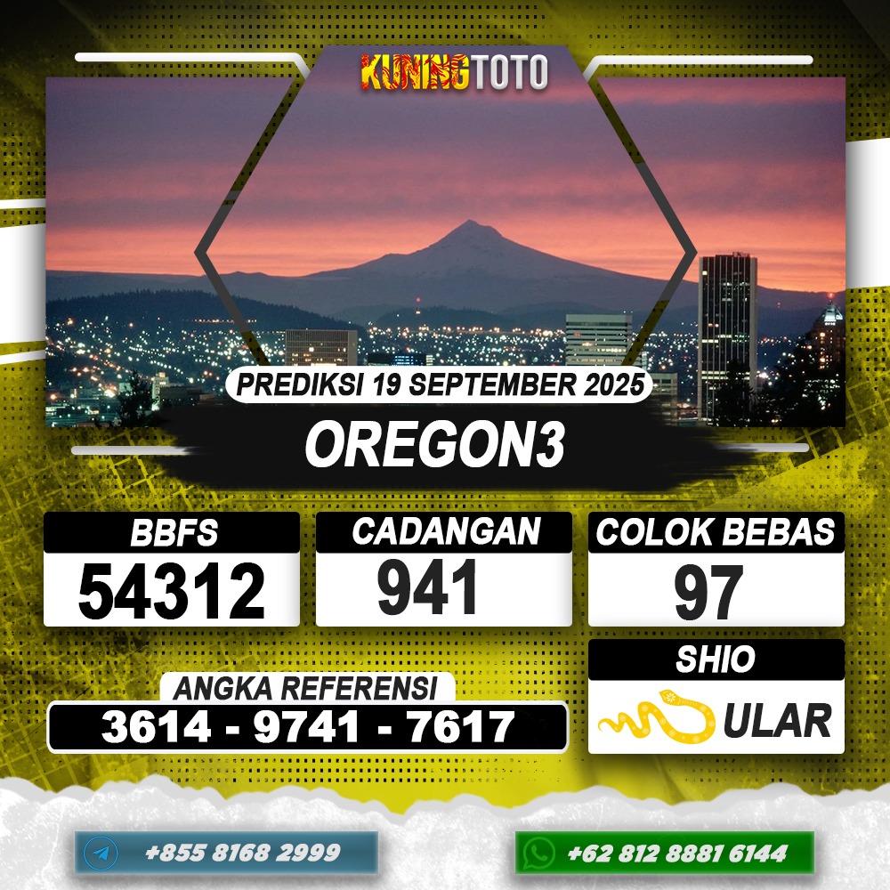 PREDIKSI OREGON3 19 SEPTEMBER 2025 | PREDIKSI TOGEL KUNINGTOTO