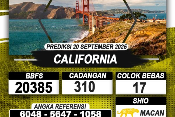 PREDIKSI CALIFORNIA 20 SEPTEMBER 2025 | PREDIKSI TOGEL KUNINGTOTO
