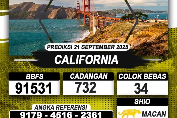 PREDIKSI CALIFORNIA 21 SEPTEMBER 2025 | PREDIKSI TOGEL KUNINGTOTO