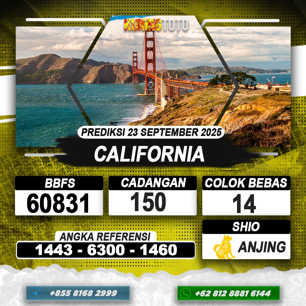 PREDIKSI CALIFORNIA 23 SEPTEMBER 2025 | PREDIKSI TOGEL KUNINGTOTO