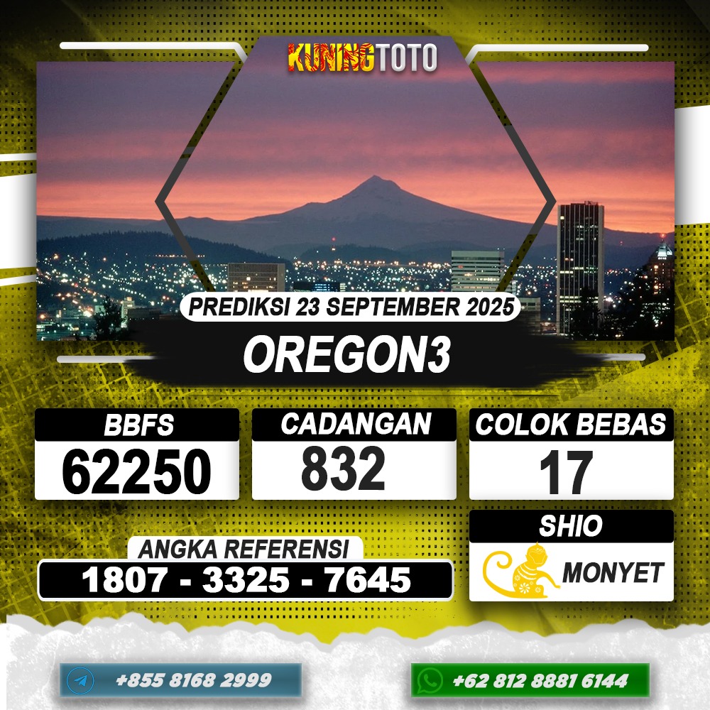 PREDIKSI OREGON3 23 SEPTEMBER 2025 | PREDIKSI TOGEL KUNINGTOTO