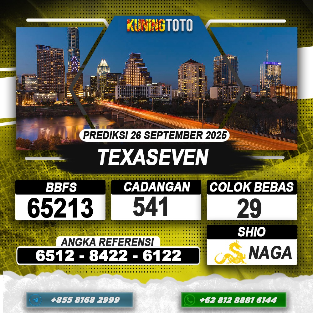 PREDIKSI TEXASEVEN 26 SEPTEMBER 2025 | PREDIKSI TOGEL KUNINGTOTO