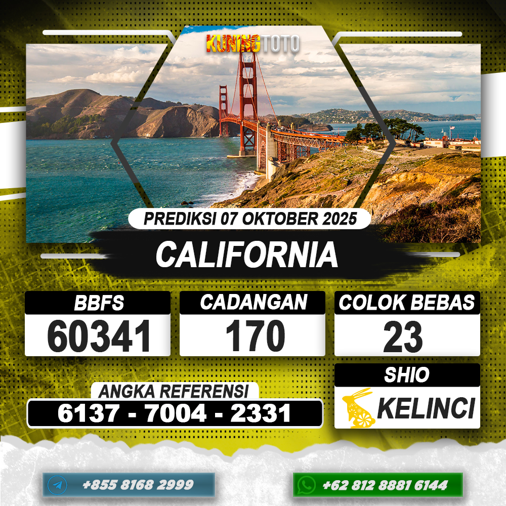 PREDIKSI CALIFORNIA 07 OKTOBER 2025 | PREDIKSI TOGEL KUNINGTOTO