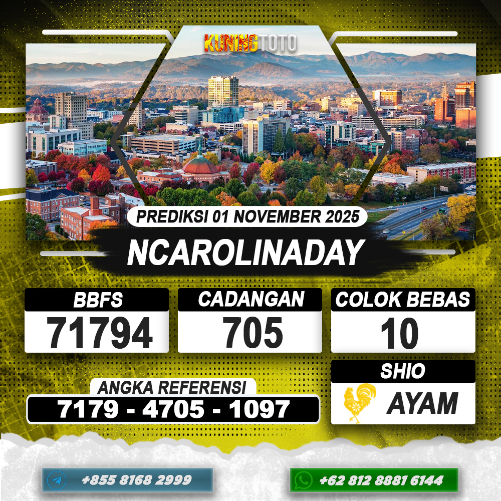 PREDIKSI NCAROLINADAY 01 NOVEMBER 2025 | PREDIKSI TOGEL KUNINGTOTO