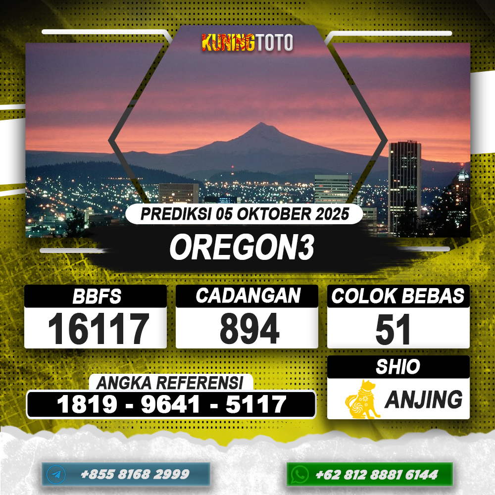 PREDIKSI OREGON3 05 OKTOBER 2025 | PREDIKSI TOGEL KUNINGTOTO
