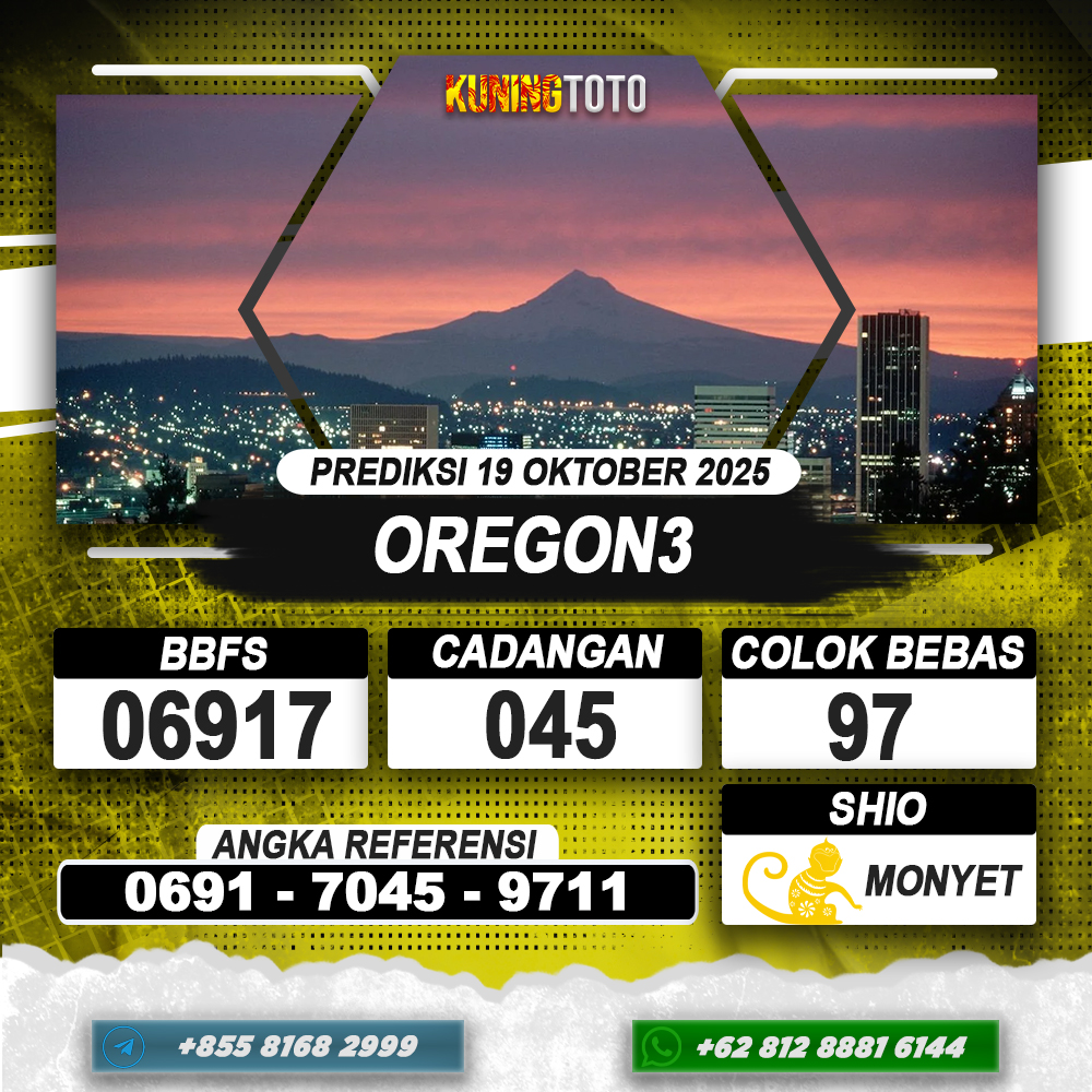 PREDIKSI OREGON3 19 OKTOBER 2025 | PREDIKSI TOGEL KUNINGTOTO