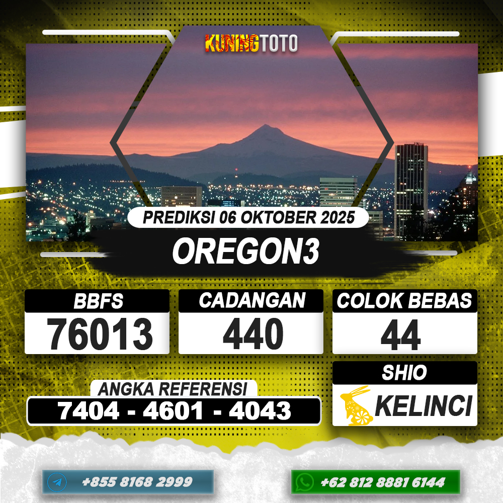 PREDIKSI OREGON3 06 OKTOBER 2025 | PREDIKSI TOGEL KUNINGTOTO