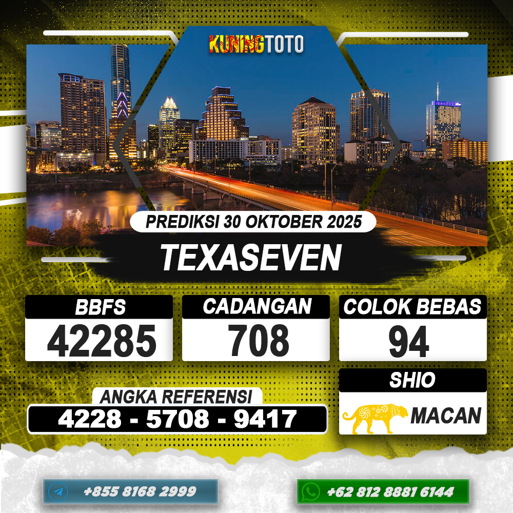 PREDIKSI TEXASEVEN 30 OKTOBER 2025 | PREDIKSI TOGEL KUNINGTOTO