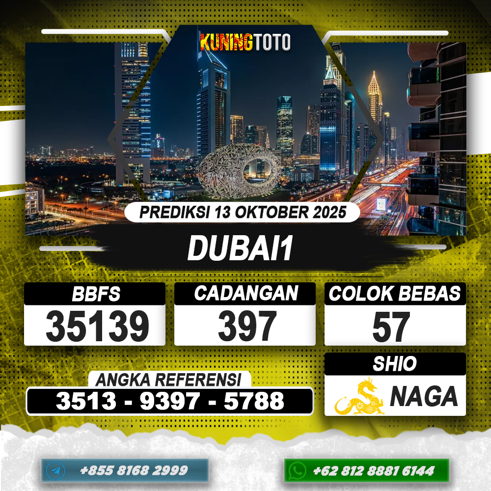 PREDIKSI DUBAI1 13 OKTOBER 2025 | PREDIKSI TOGEL KUNINGTOTO