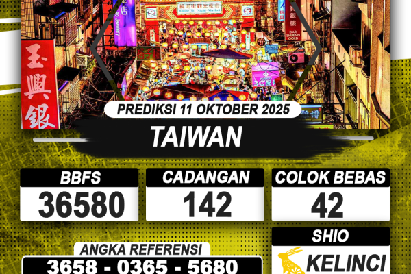 PREDIKSI TAIWAN 11 OKTOBER 2025 | PREDIKSI TOGEL KUNINGTOTO