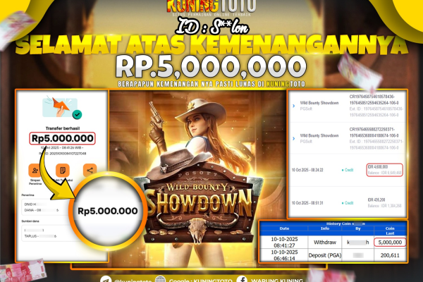 Bukti Kemenangan Slot KuningToto 10 Oktober 2025 Slot Wild Bounty Showdown