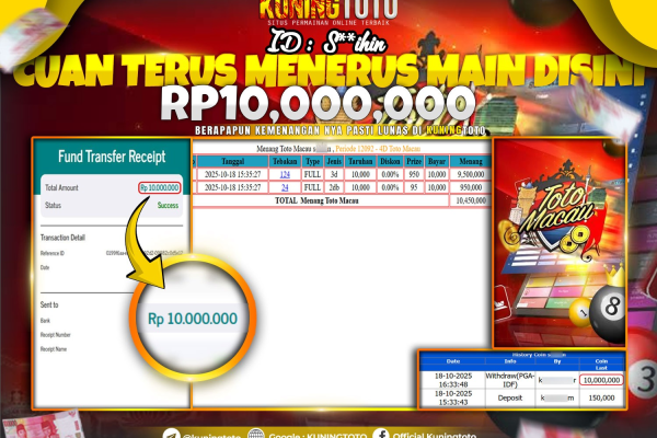Bukti Kemenangan Togel KuningToto 18 Oktober 2025 Pasaran Toto Macau4D
