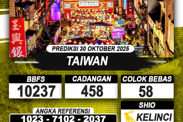 PREDIKSI TAIWAN 30 OKTOBER 2025 | PREDIKSI TOGEL KUNINGTOTO
