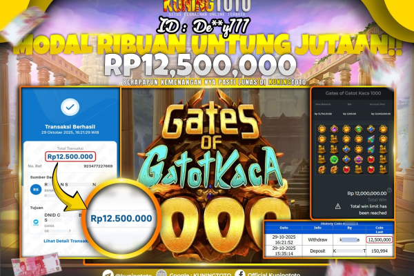 Bukti Kemenangan Slot KuningToto 29 Oktober 2025 Slot Gates Of Gatot Kaca 1000