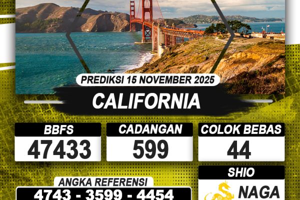 PREDIKSI CALIFORNIA 15 NOVEMBER 2025 | PREDIKSI TOGEL KUNINGTOTO