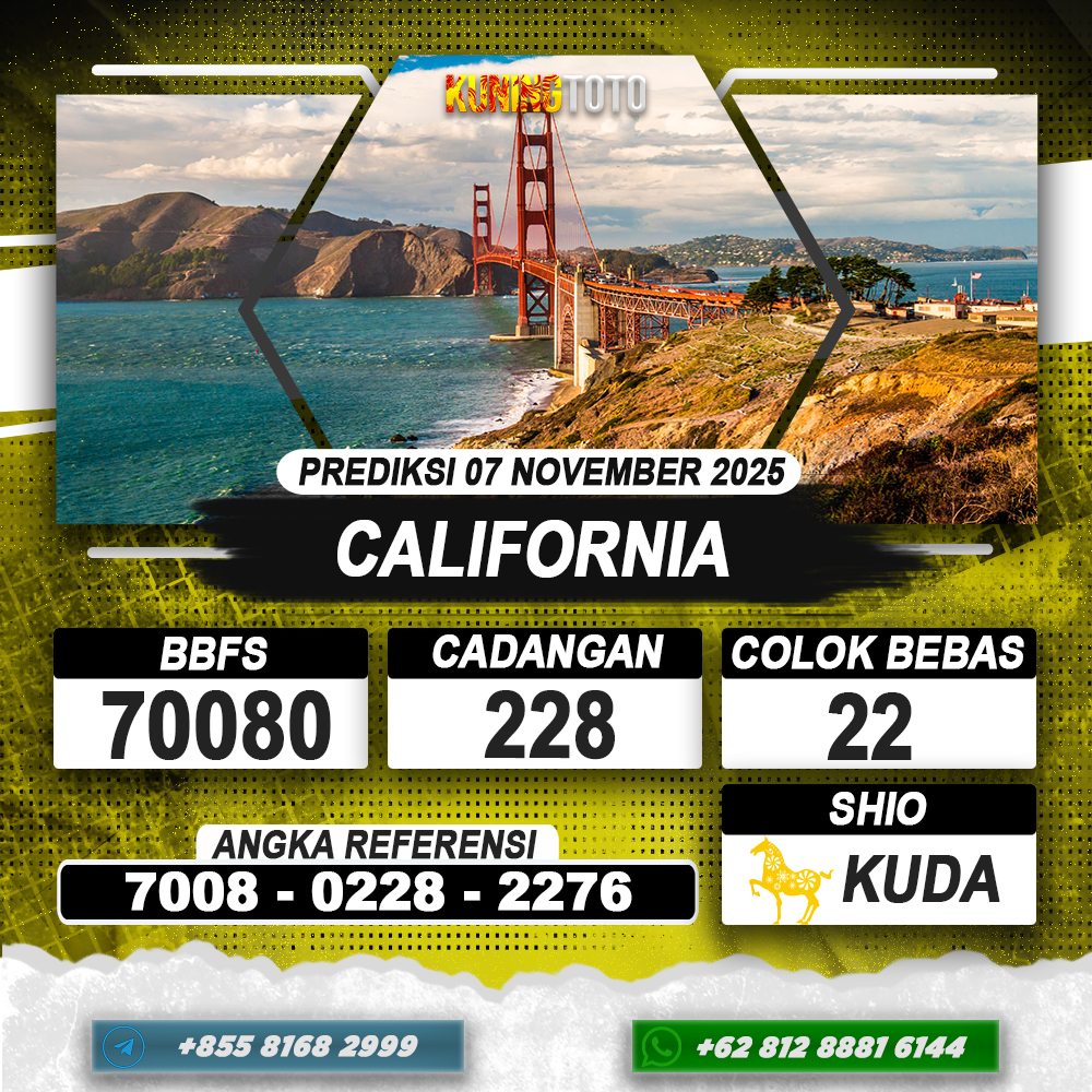 PREDIKSI CALIFORNIA 07 NOVEMBER 2025 | PREDIKSI TOGEL KUNINGTOTO