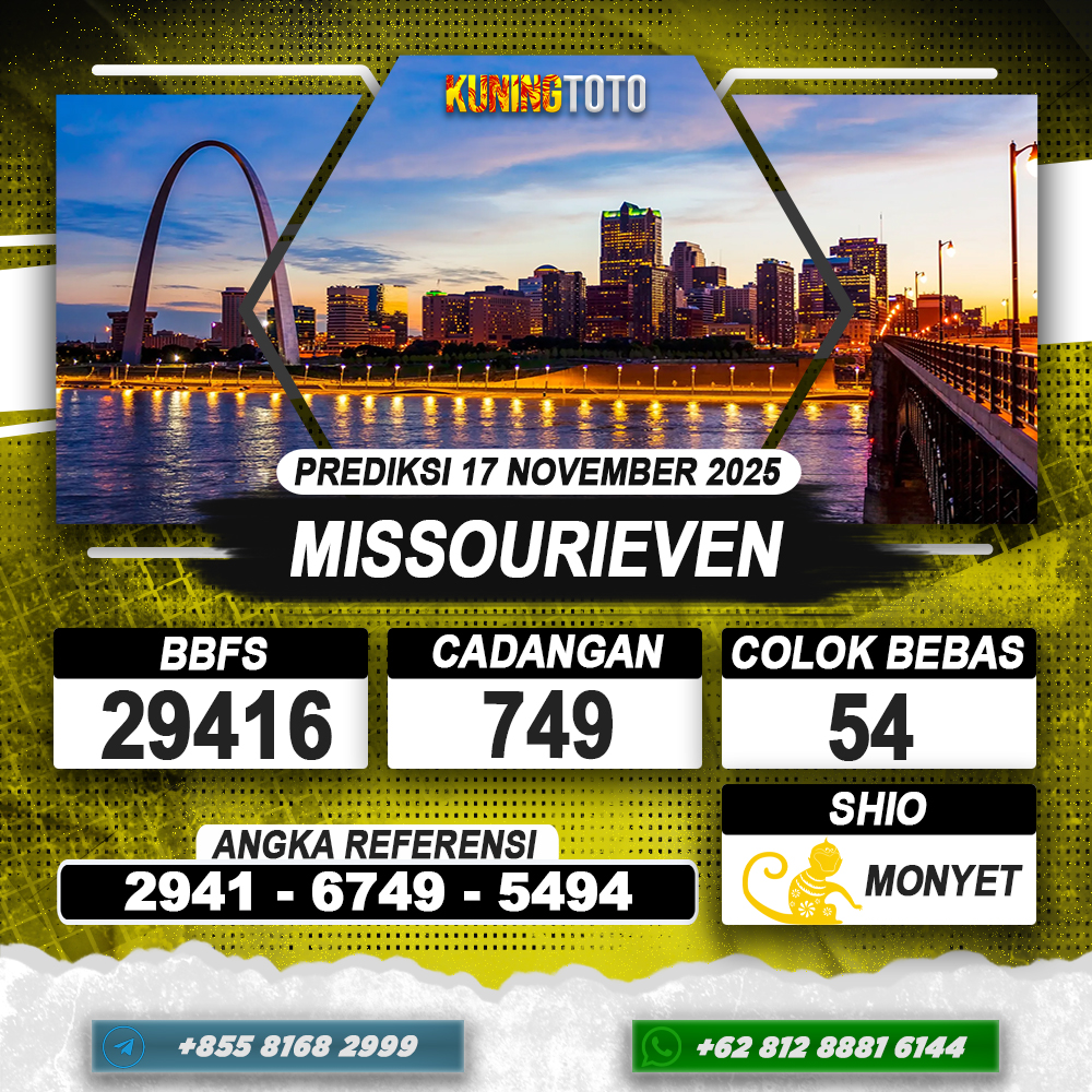 PREDIKSI MISSOURIEVEN 17 NOVEMBER 2025 | PREDIKSI TOGEL KUNINGTOTO