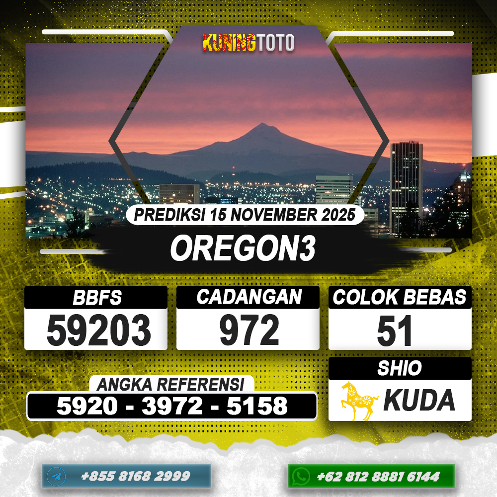 PREDIKSI OREGON3 15 NOVEMBER 2025 | PREDIKSI TOGEL KUNINGTOTO