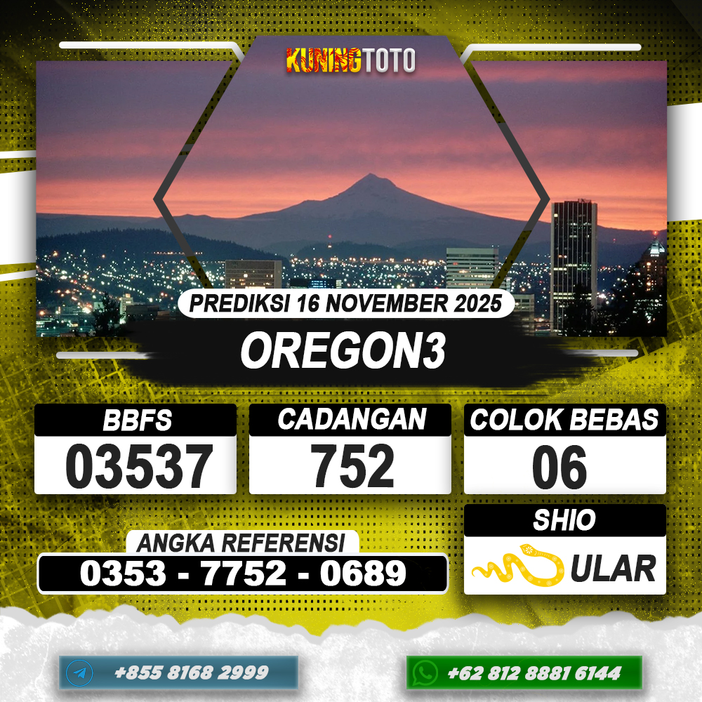 PREDIKSI OREGON3 16 NOVEMBER 2025 | PREDIKSI TOGEL KUNINGTOTO