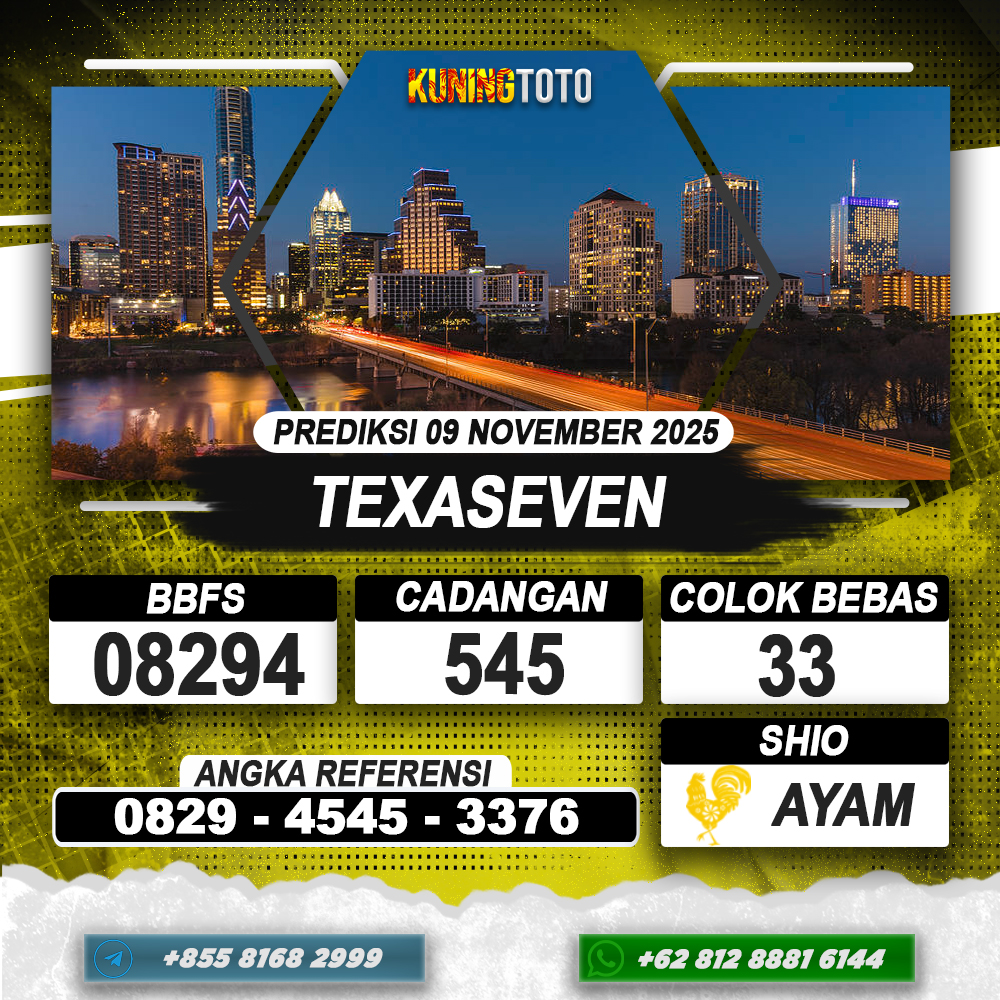 PREDIKSI TEXASEVEN 09 NOVEMBER 2025 | PREDIKSI TOGEL KUNINGTOTO