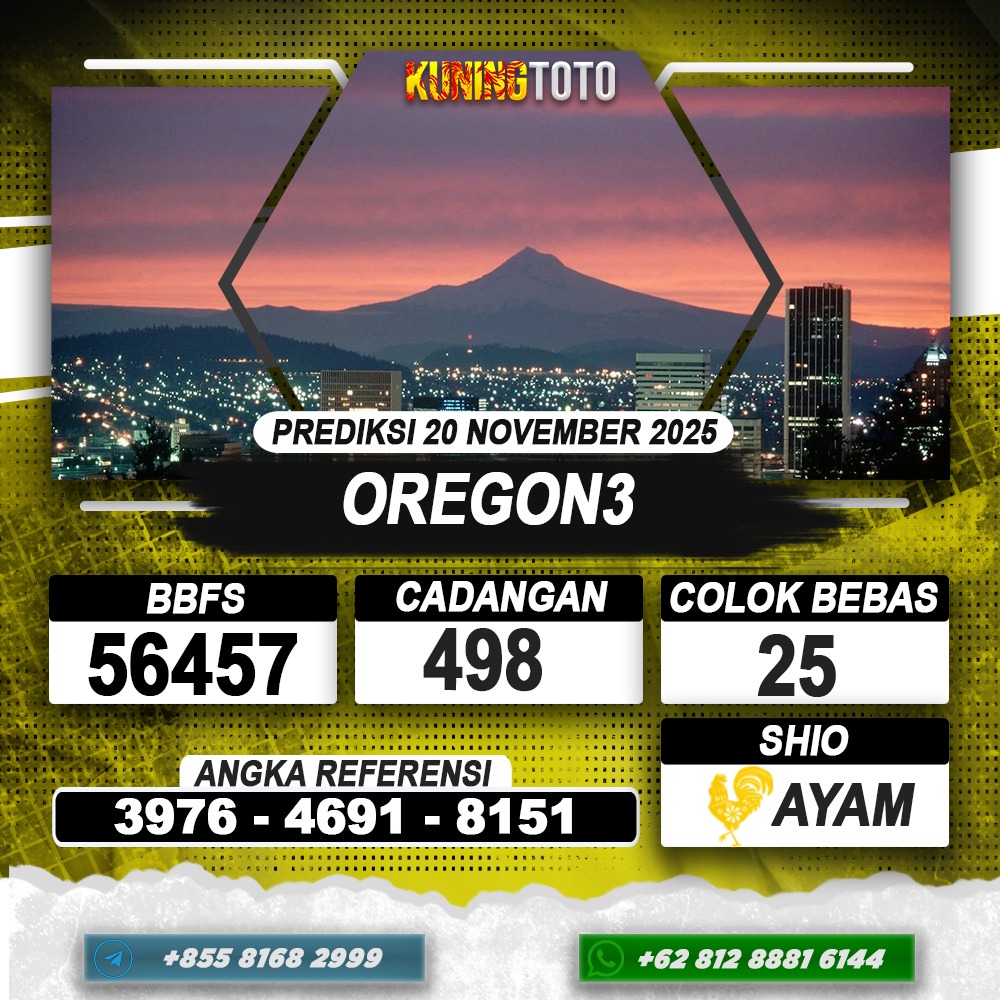 PREDIKSI OREGON3 20 NOVEMBER 2025 | PREDIKSI TOGEL KUNINGTOTO