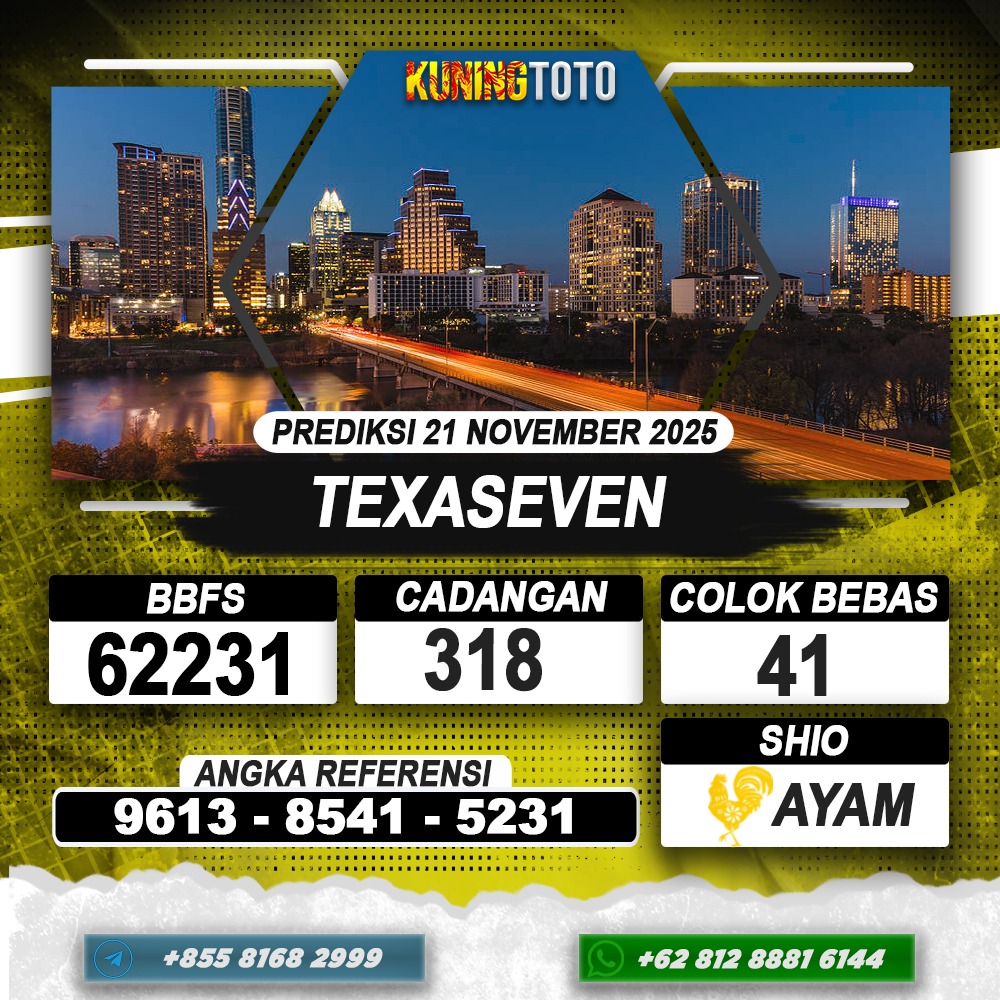 PREDIKSI TEXASEVEN 21 NOVEMBER 2025 | PREDIKSI TOGEL KUNINGTOTO