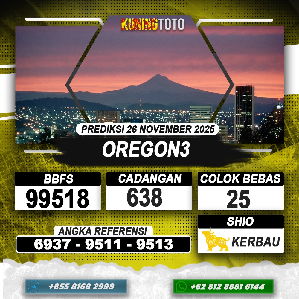 PREDIKSI OREGON3 26 NOVEMBER 2025 | PREDIKSI TOGEL KUNINGTOTO