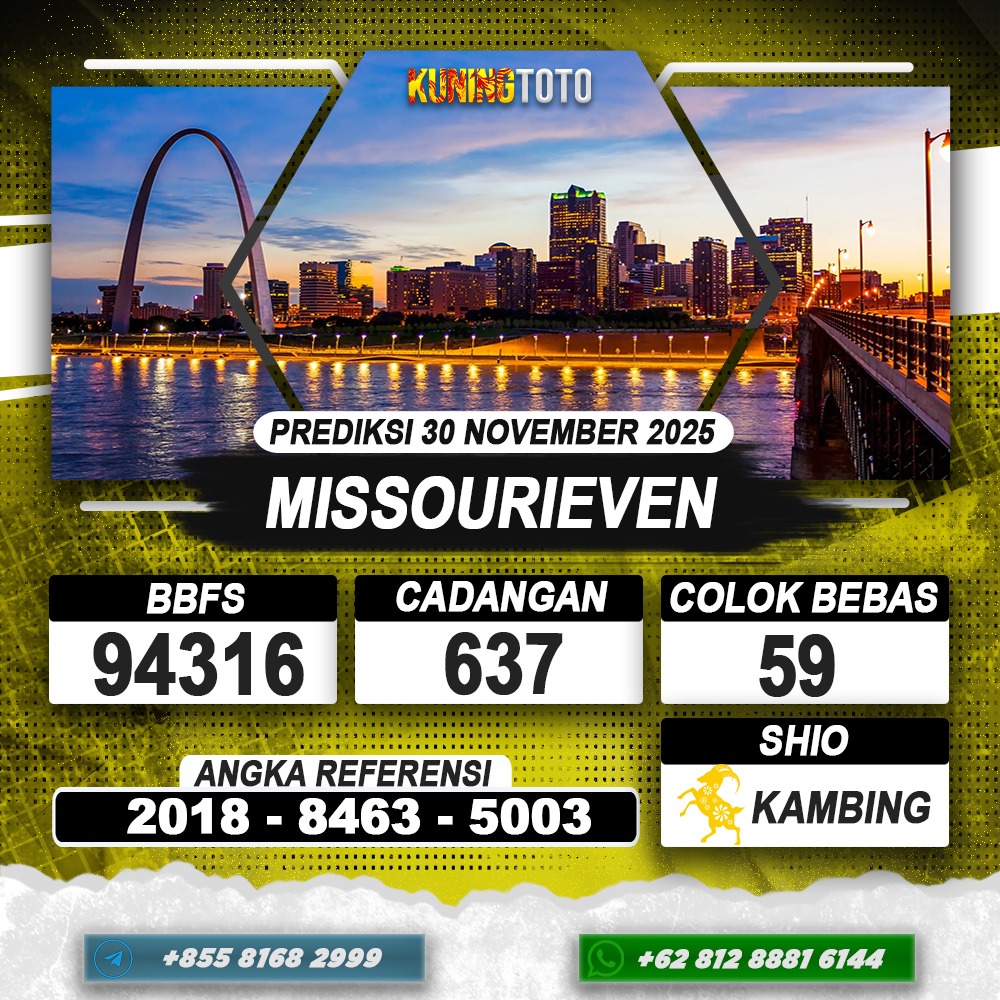 PREDIKSI MISSOURIEVEN 30 NOVEMBER 2025 | PREDIKSI TOGEL KUNINGTOTO