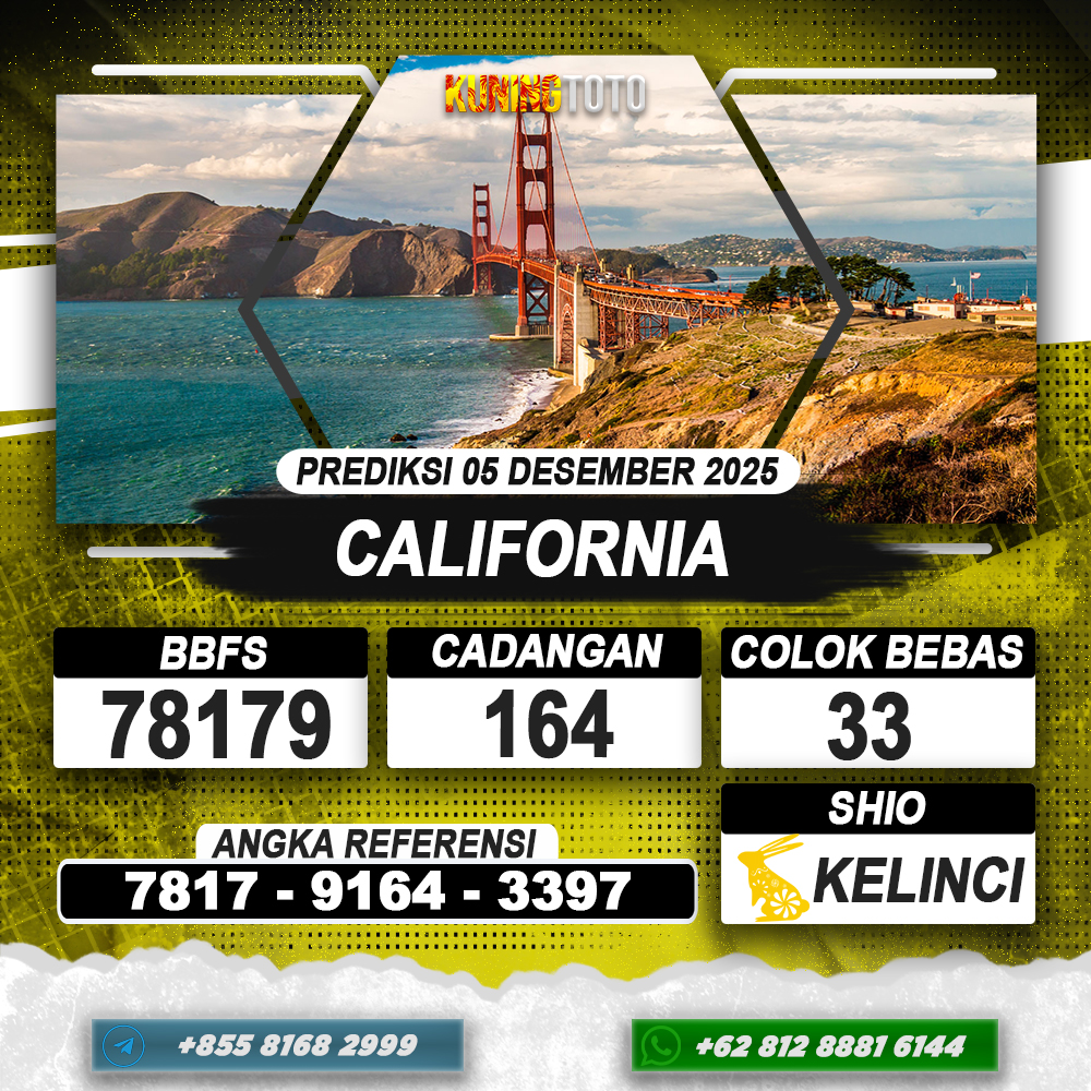PREDIKSI CALIFORNIA 05 DESEMBER 2025 | PREDIKSI TOGEL KUNINGTOTO